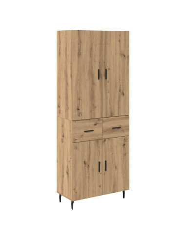 Credenza 2 pcs Rovere artigianale Legno Stratificato e Vetro