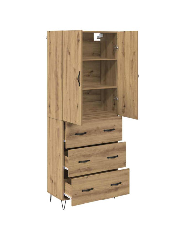 Credenza 2 pcs Rovere artigianale Legno ingegnerizzato e vetro