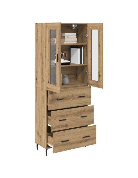 Credenza 2 pcs Rovere artigianale Legno multistrato