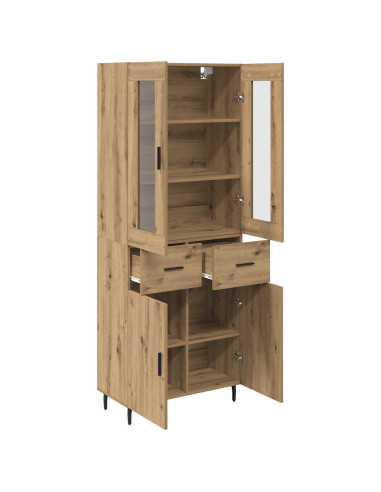 Credenza 2 pcs Rovere artigianale Legno multistrato