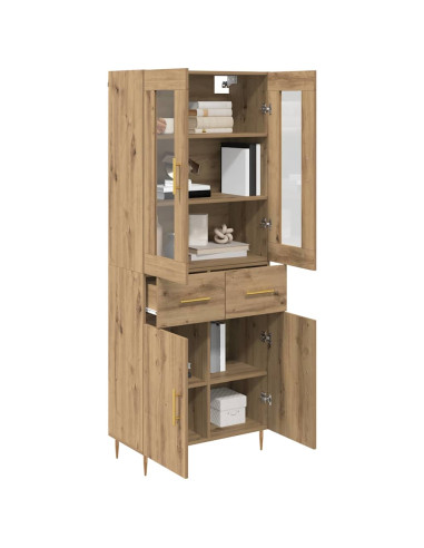 Credenza 2 pcs Rovere artigianale Legno multistrato