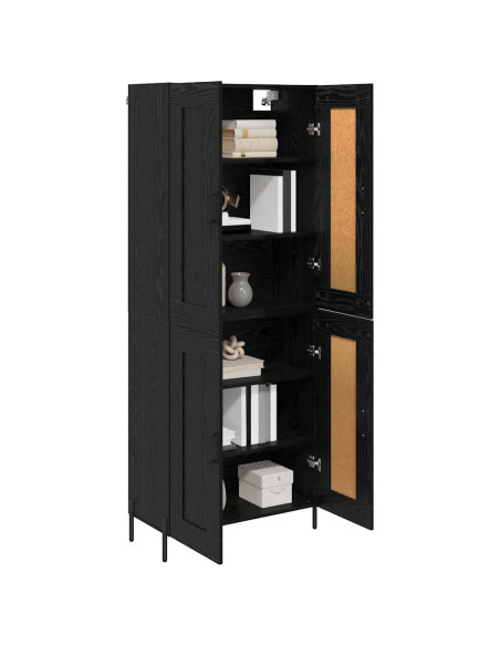 Credenza 2 pcs Rovere Nero Legno multistrato