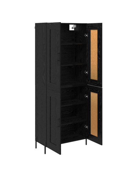 Credenza 2 pcs Rovere Nero Legno multistrato