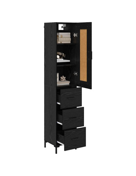 Credenza Rovere Nero 34,5 x 34 x 180 cm Legno multistrato