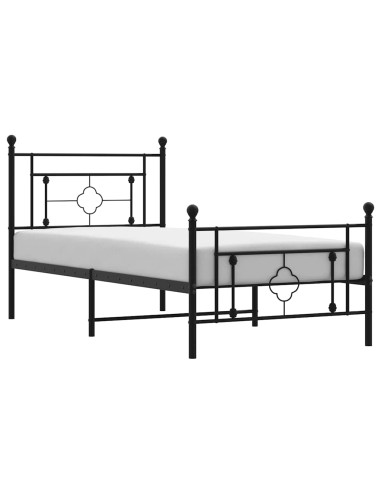 Giroletto con Testiera e Pediera Metallo Nero 100x200 cm