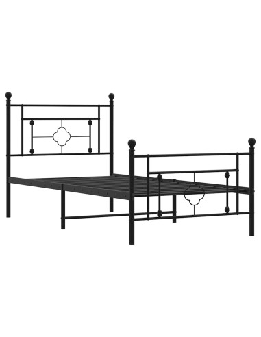 Giroletto con Testiera e Pediera Metallo Nero 100x200 cm