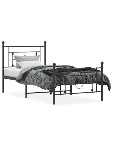 Giroletto con Testiera e Pediera Metallo Nero 100x200 cm