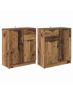 Sideboards con cassetto 2 pcs Legno vecchio 60 x 30 x 70 cm 2