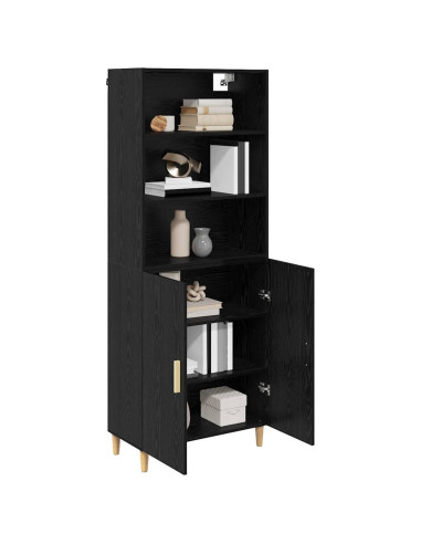 Credenza Rovere Nero 69,5 x 32,5 x 180 cm Legno multistrato