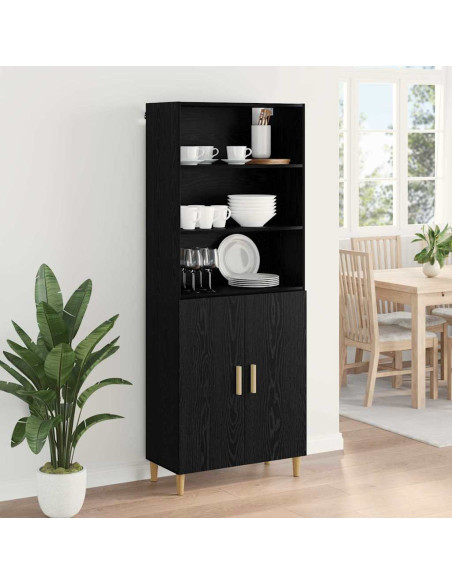 Credenza Rovere Nero 69,5 x 32,5 x 180 cm Legno multistrato