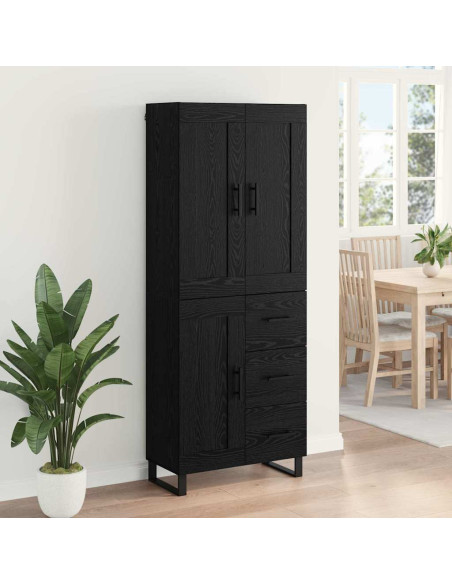 Credenza Rovere Nero 69,5 x 34 x 180 cm Legno multistrato