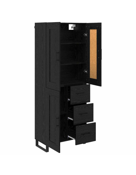 Credenza Rovere Nero 69,5 x 34 x 180 cm Legno multistrato