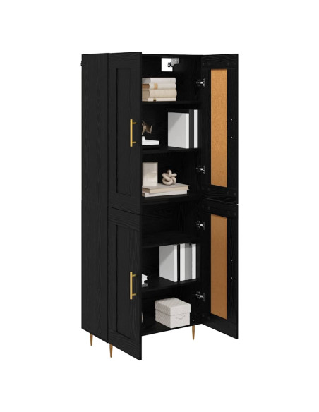 Credenza Rovere Nero 69,5 x 34 x 180 cm Legno multistrato