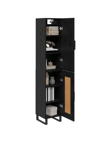 Credenza Rovere Nero 34,5 x 34 x 180 cm Legno multistrato