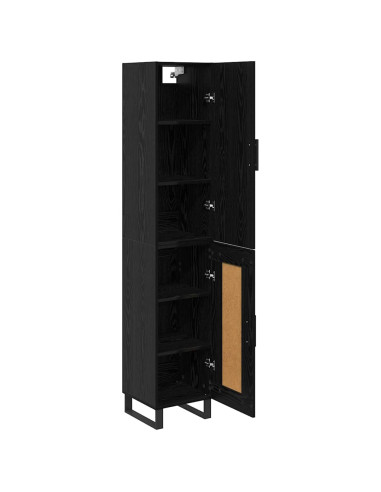 Credenza Rovere Nero 34,5 x 34 x 180 cm Legno multistrato