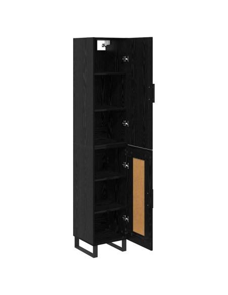 Credenza Rovere Nero 34,5 x 34 x 180 cm Legno multistrato