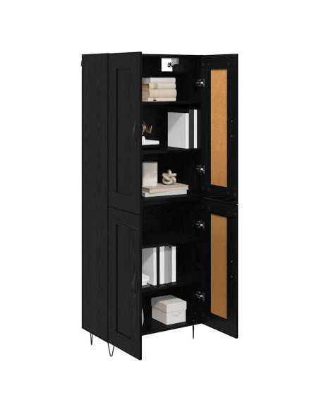 Credenza Rovere Nero 69,5 x 34 x 180 cm Legno multistrato