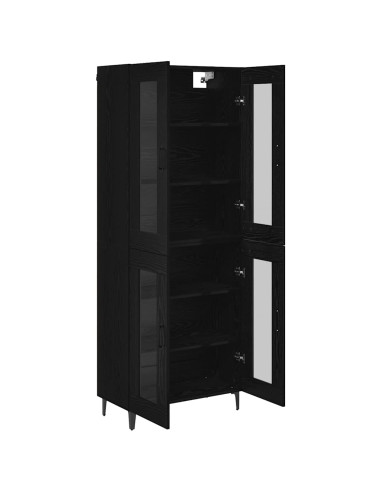 Credenza Rovere Nero 69,5 x 34 x 180 cm Legno multistrato