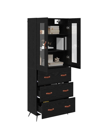 Armadietto alto con ripiano 2 pcs Rovere Nero Legno multistrato