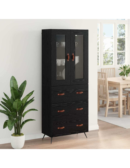 Armadietto alto con ripiano 2 pcs Rovere Nero Legno multistrato