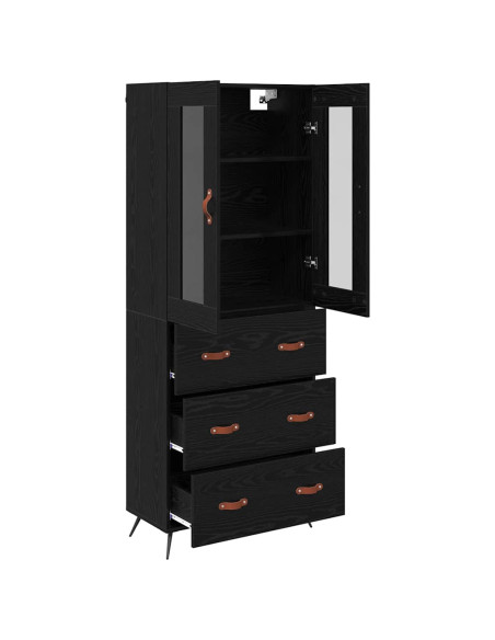 Armadietto alto con ripiano 2 pcs Rovere Nero Legno multistrato