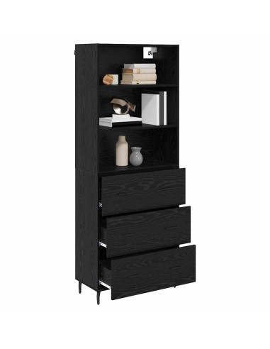 Credenza con cassetto Rovere Nero 69,5 x 34 x 180 cm