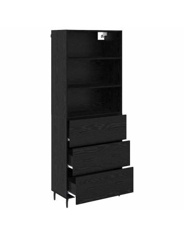 Credenza con cassetto Rovere Nero 69,5 x 34 x 180 cm