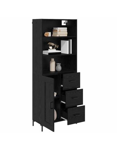 Credenza Rovere Nero 69,5 x 34 x 180 cm Legno multistrato