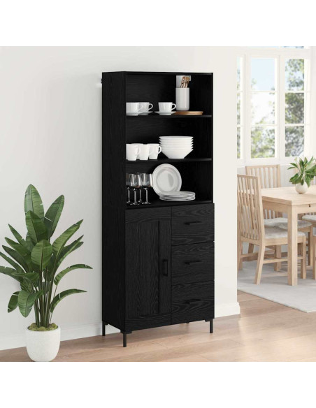 Credenza Rovere Nero 69,5 x 34 x 180 cm Legno multistrato