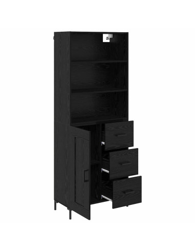 Credenza Rovere Nero 69,5 x 34 x 180 cm Legno multistrato