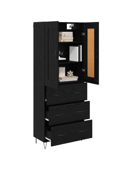 Credenza Rovere Nero 69,5 x 34 x 180 cm Legno multistrato