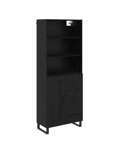 Credenza Rovere Nero 69,5 x 34 x 180 cm Legno multistrato 2