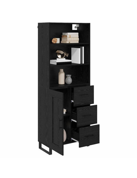 Credenza Rovere Nero 69,5 x 34 x 180 cm Legno multistrato