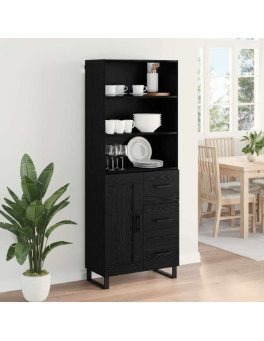 Credenza Rovere Nero 69,5 x 34 x 180 cm Legno multistrato