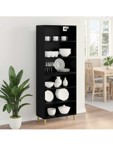 Credenza Rovere Nero 69,5 x 32,5 x 180 cm Legno multistrato