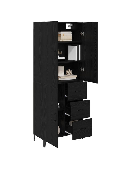 Credenza Rovere Nero 69,5 x 34 x 180 cm Legno multistrato