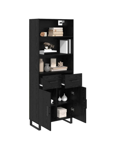 Credenza Rovere Nero 69,5 x 34 x 180 cm Legno multistrato