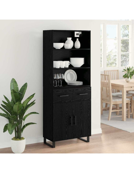 Credenza Rovere Nero 69,5 x 34 x 180 cm Legno multistrato