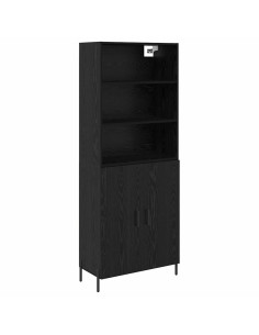 Credenza Rovere Nero 69,5 x 34 x 180 cm Legno multistrato 2