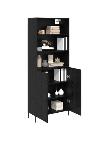 Credenza Rovere Nero 69,5 x 34 x 180 cm Legno multistrato