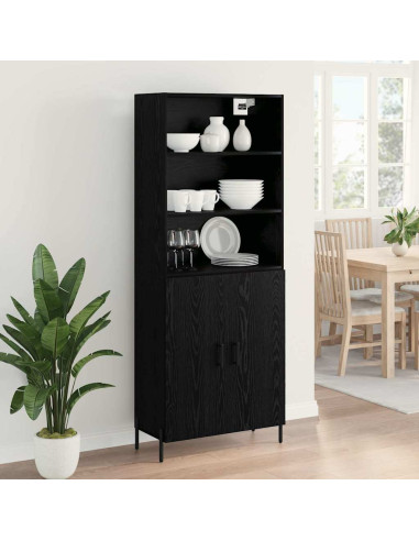 Credenza Rovere Nero 69,5 x 34 x 180 cm Legno multistrato