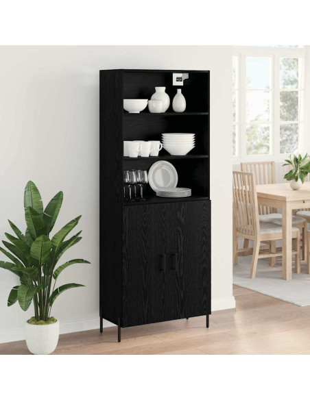 Credenza Rovere Nero 69,5 x 34 x 180 cm Legno multistrato