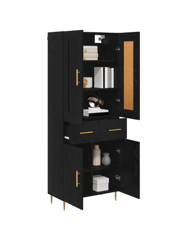 Credenza Rovere Nero 69,5 x 34 x 180 cm Legno multistrato