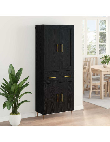 Credenza Rovere Nero 69,5 x 34 x 180 cm Legno multistrato