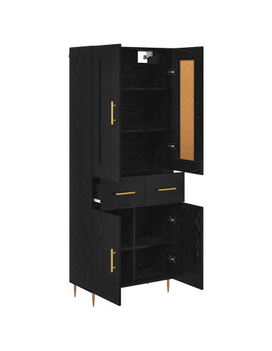 Credenza Rovere Nero 69,5 x 34 x 180 cm Legno multistrato