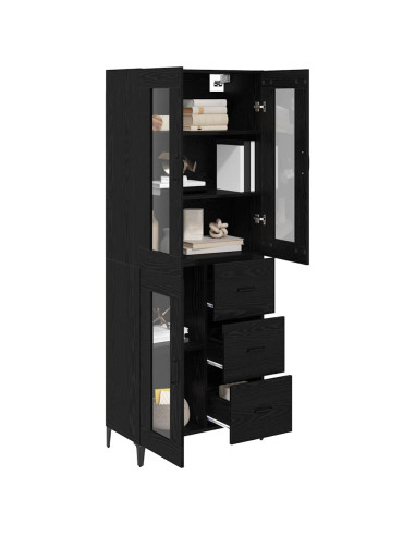 Credenza Rovere Nero 69,5 x 34 x 180 cm Legno multistrato