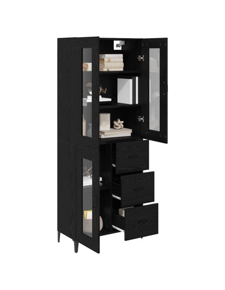 Credenza Rovere Nero 69,5 x 34 x 180 cm Legno multistrato