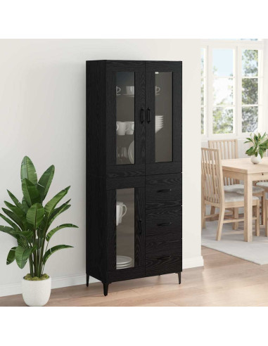 Credenza Rovere Nero 69,5 x 34 x 180 cm Legno multistrato