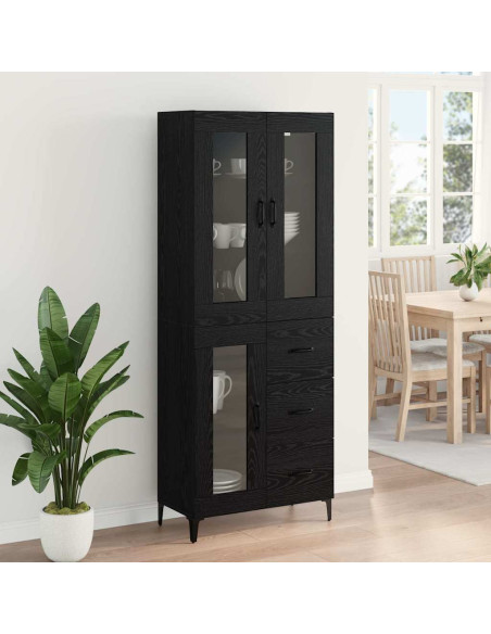 Credenza Rovere Nero 69,5 x 34 x 180 cm Legno multistrato