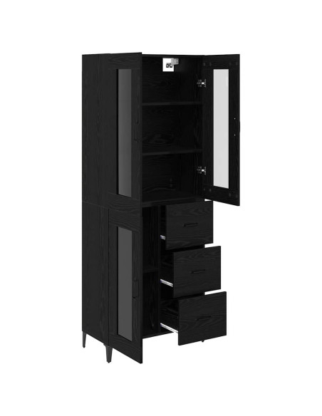 Credenza Rovere Nero 69,5 x 34 x 180 cm Legno multistrato